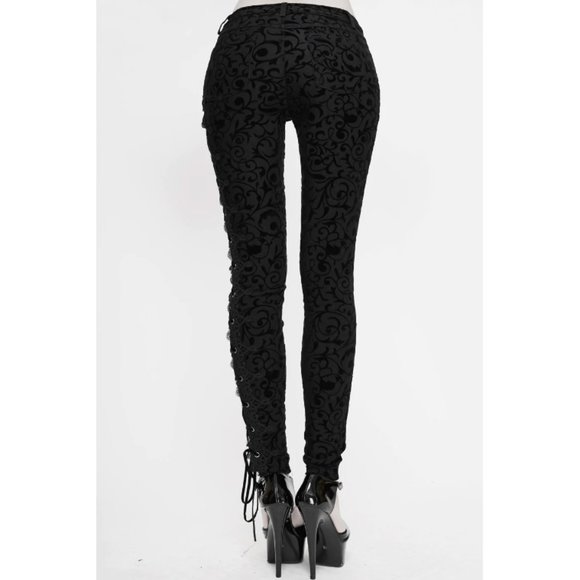 NWT Devil Fashion Midnight Spell Brocade Pants with Lace - Picture 5 of 7